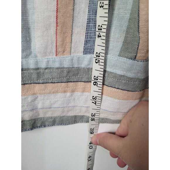 FOR CYNTHIA Women’s XL Striped Linen Blend Sleeveless Shift Dress Beach Coastal - Picture 7 of 9